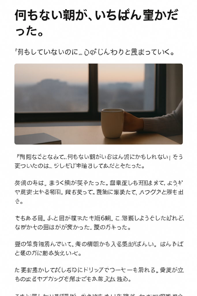 何もない朝が、いちばん豊かだった。